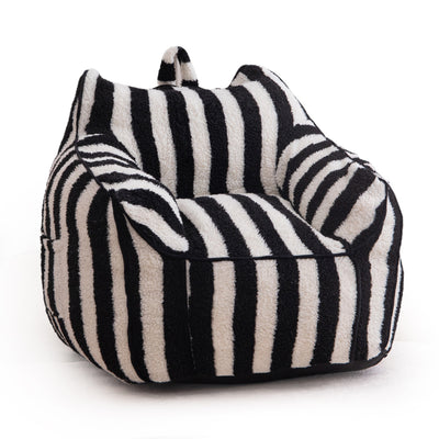 MAXYOYO Kids Bean Bag Chair, Sherpa Bean Bag Couch with Decorative Edges for children's room (Stripe Black)