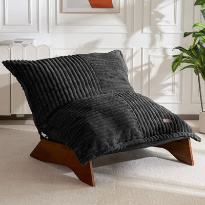 MAXYOYO Adjustable Living Room Chair, 3-Position Bean Bag Chair with Removable Cover, Upholstered Accent Chair with Frame, Soft Reclining Lounge for Bedroom, Apartment, Office