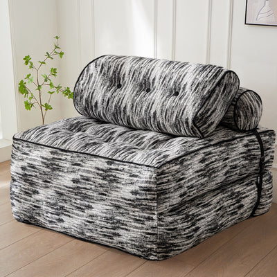 MAXYOYO Folding Sofa Bed, Convertible Sleeper Chair with Pillow, Soft Fold Out Chair Bed, Mix Black