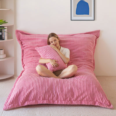 MAXYOYO Giant Bean Bag Chair with Pillow, 3 in 1 Convertible Bean Bag Bed for Adults with Washable Cover, Removable Floor Cushion Stuffed Floor Lounger for Living Room Bedroom, Pink
