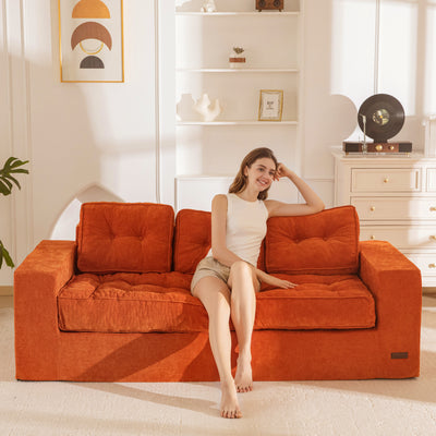 MAXYOYO Boneless Sofa Couch, Loveseat Sofa for Small Space, Tufted 3-Seater Floor Couch Bean Bag Chair for Living Room Bedroom Apartment, Sofa in a Box, No Assembly Needed