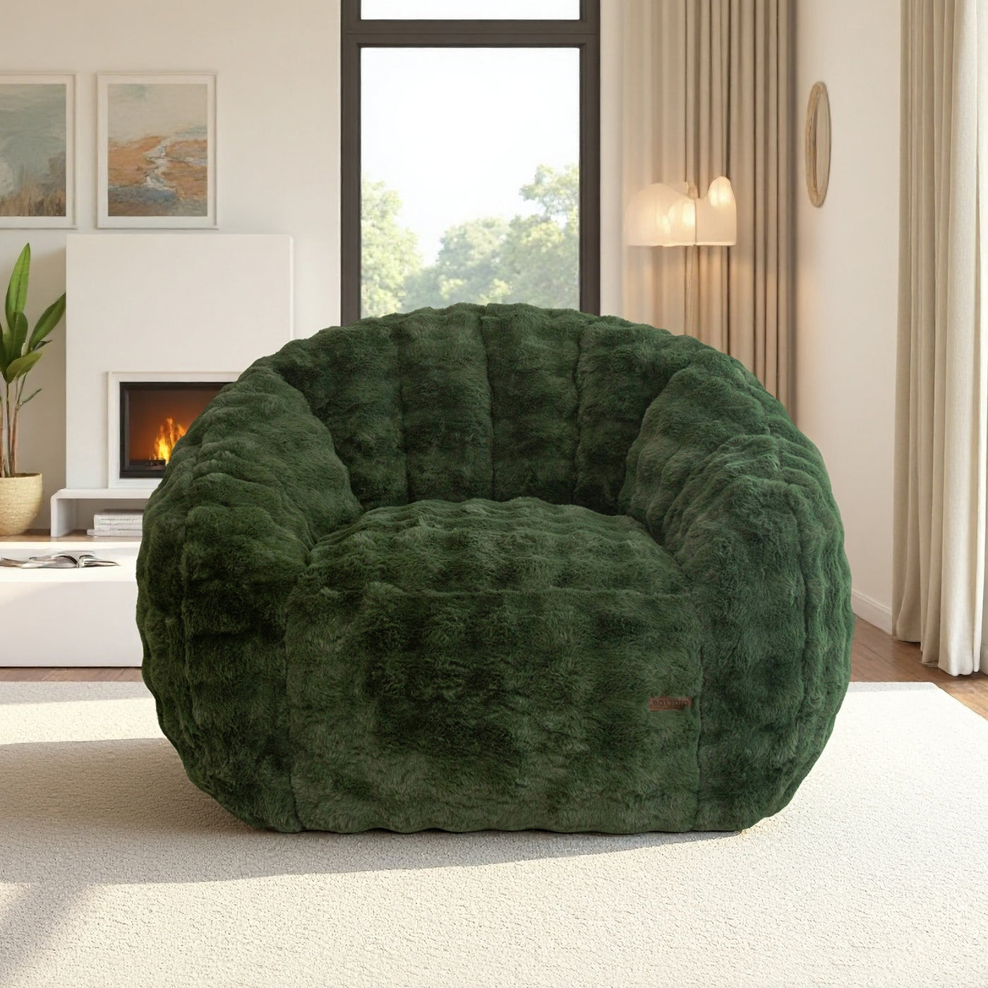MAXYOYO Giant Bean Bag Chair for Adults, Faux Fur Shell-Shaped Floor Couch