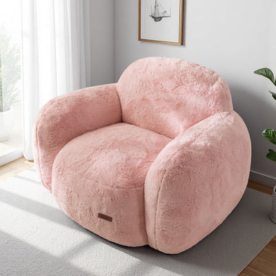MAXYOYO Pebble-Shaped Bean Bag Chair – Faux Fur Floor Sofa with Backrest & Armrests