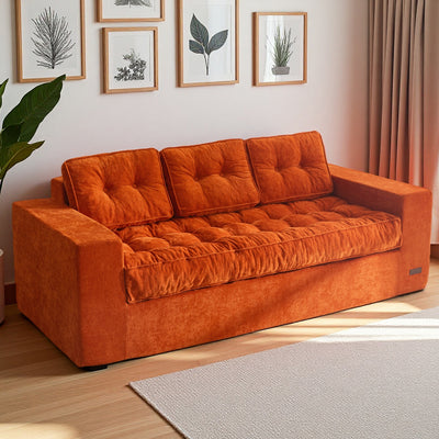 MAXYOYO Boneless Floor Sofa: Chenille 3-Seater Couch (Sofa in a Box)