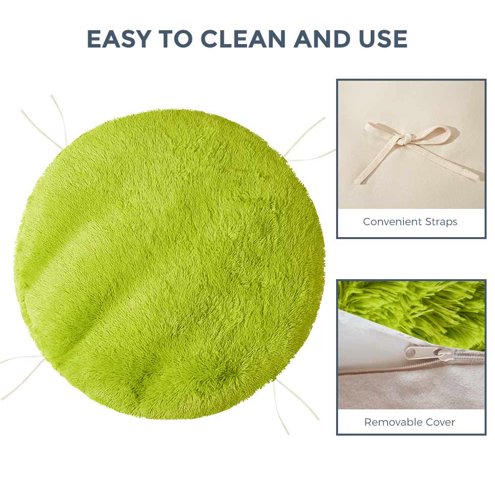 MAXYOYO Large faux fur papasan cushion (cushion only), round pillow, papasan pillow for swing and hanging chair, Green