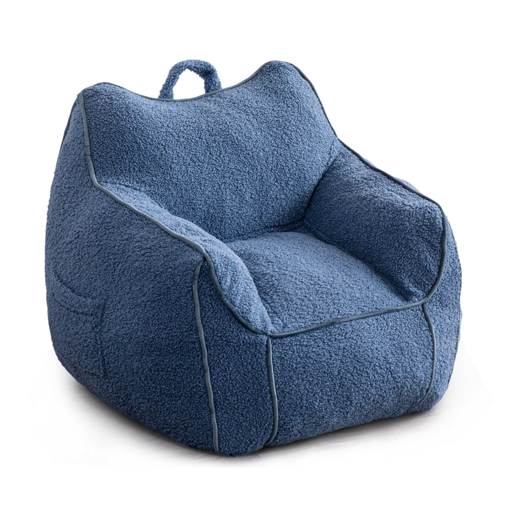 MAXYOYO Kids Bean Bag Chair, Sherpa Bean Bag Couch with Decorative Edges for children's room (Blue)