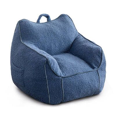 MAXYOYO Kids Bean Bag Chair, Sherpa Bean Bag Couch with Decorative Edges for children's room (Blue)