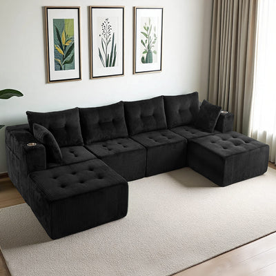 U Shaped Modular Sofa #color_black