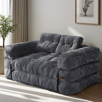 MAXYOYO Convertible  Sofa Bed with Armrest – 2-Seat Foldable Couch, Dark Grey