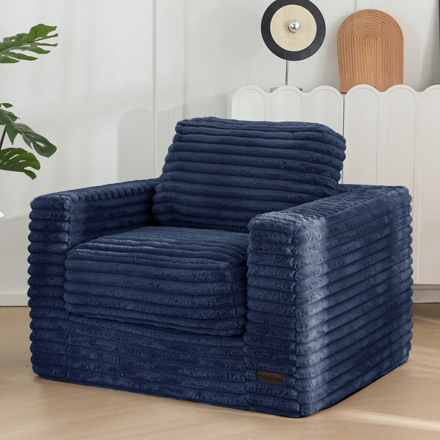 MAXYOYO Giant Bean Bag Chair for Adults, Upholstered Floor Sofa with Pillows and Armrests, Large Bean Bag Sofa Plush Chair Bean Bag Couch for Bedroom Living Room