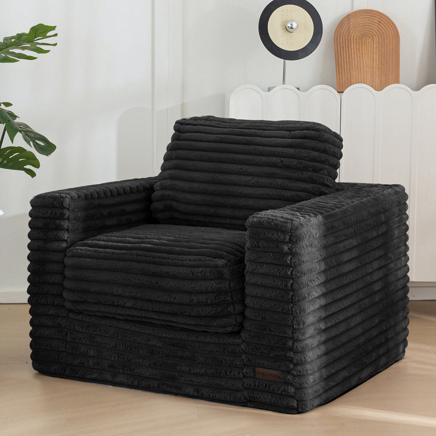 MAXYOYO Giant Bean Bag Chair for Adults, Upholstered Floor Sofa with Pillows and Armrests, Large Bean Bag Sofa Plush Chair Bean Bag Couch for Bedroom Living Room