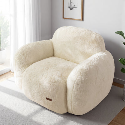 MAXYOYO Pebble-Shaped Bean Bag Chair – Faux Fur Floor Sofa with Backrest & Armrests