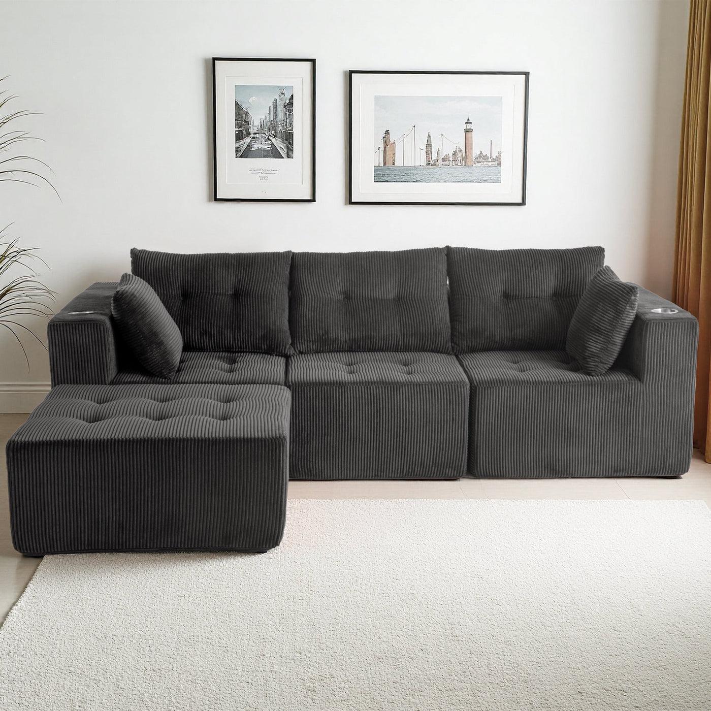 L Shaped Modular Sofa #color_grey