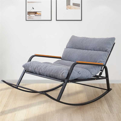 MAXYOYO Boucle Rocking Chair with Adjustable Backrest, Extra-Wide Glider for Living Room, Nursery & Outdoor (Grey)