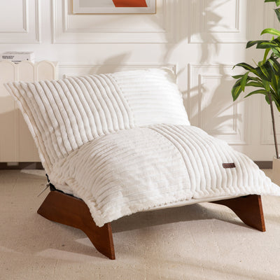 MAXYOYO Adjustable Living Room Chair, 3-Position Bean Bag Chair with Removable Cover, Upholstered Accent Chair with Frame, Soft Reclining Lounge for Bedroom, Apartment, Office