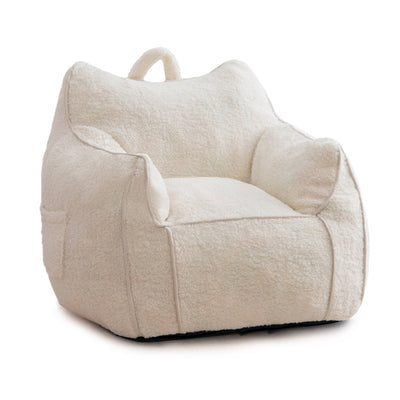 MAXYOYO Kids Bean Bag Chair, Sherpa Bean Bag Couch with Decorative Edges for children's room (White)