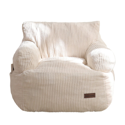 MAXYOYO Kids Bean Bag Chair, Stuffed Toddler Bean Bag Sofa with Filler Bean Bag Chair for Boys and Girls, Beige