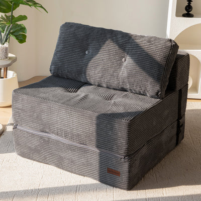 MAXYOYO Folding Sofa Bed, Convertible Sofa Bed with High-Density Support Foam for Living Room Bedroom, Dark Grey