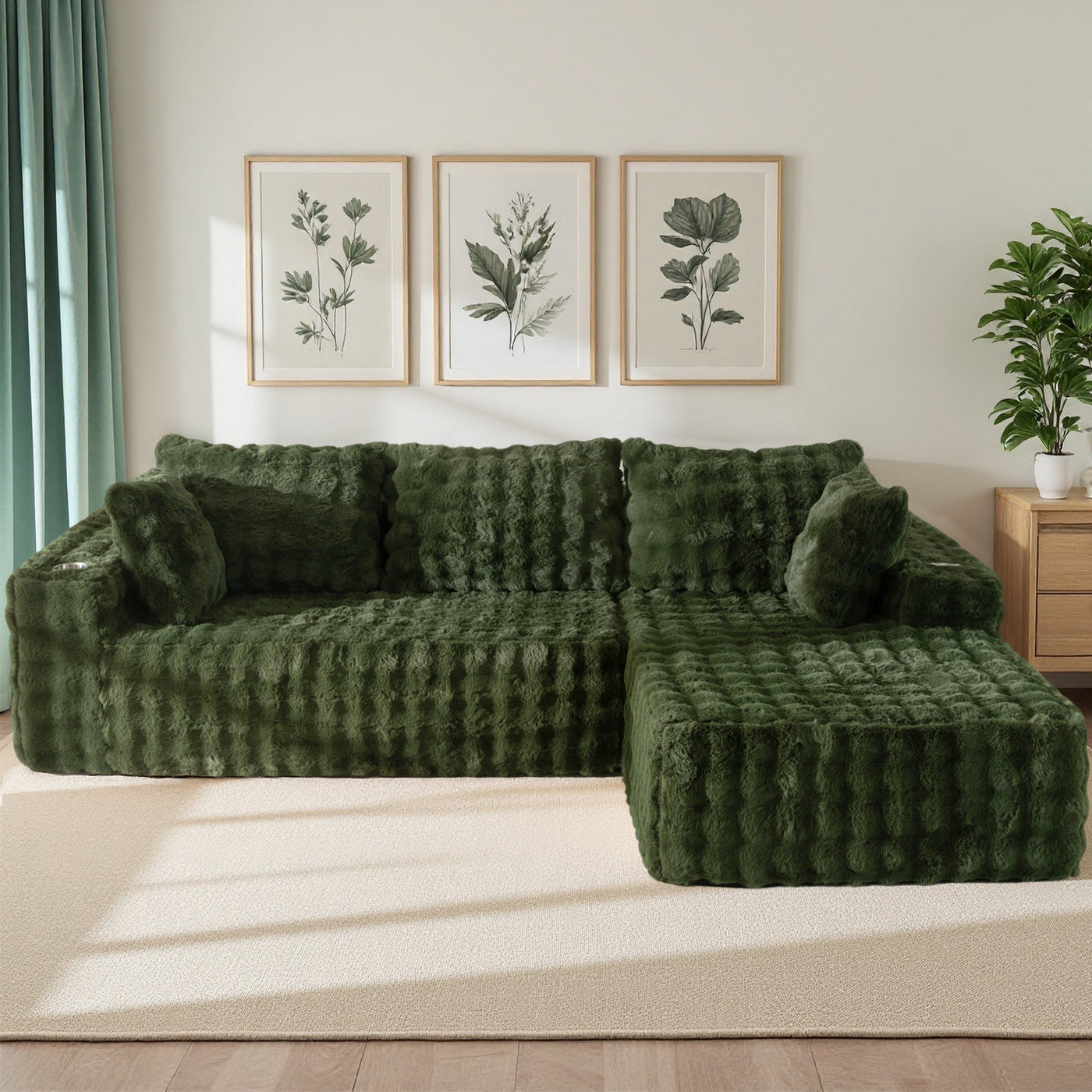 MAXYOYO Bubble 104" Modular Sectional Couch with L-Shape Chaise, Modern Boneless Couch for Living Room, Sofa in A Box