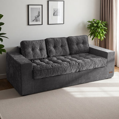 MAXYOYO Boneless Floor Sofa: Chenille 3-Seater Couch (Sofa in a Box)