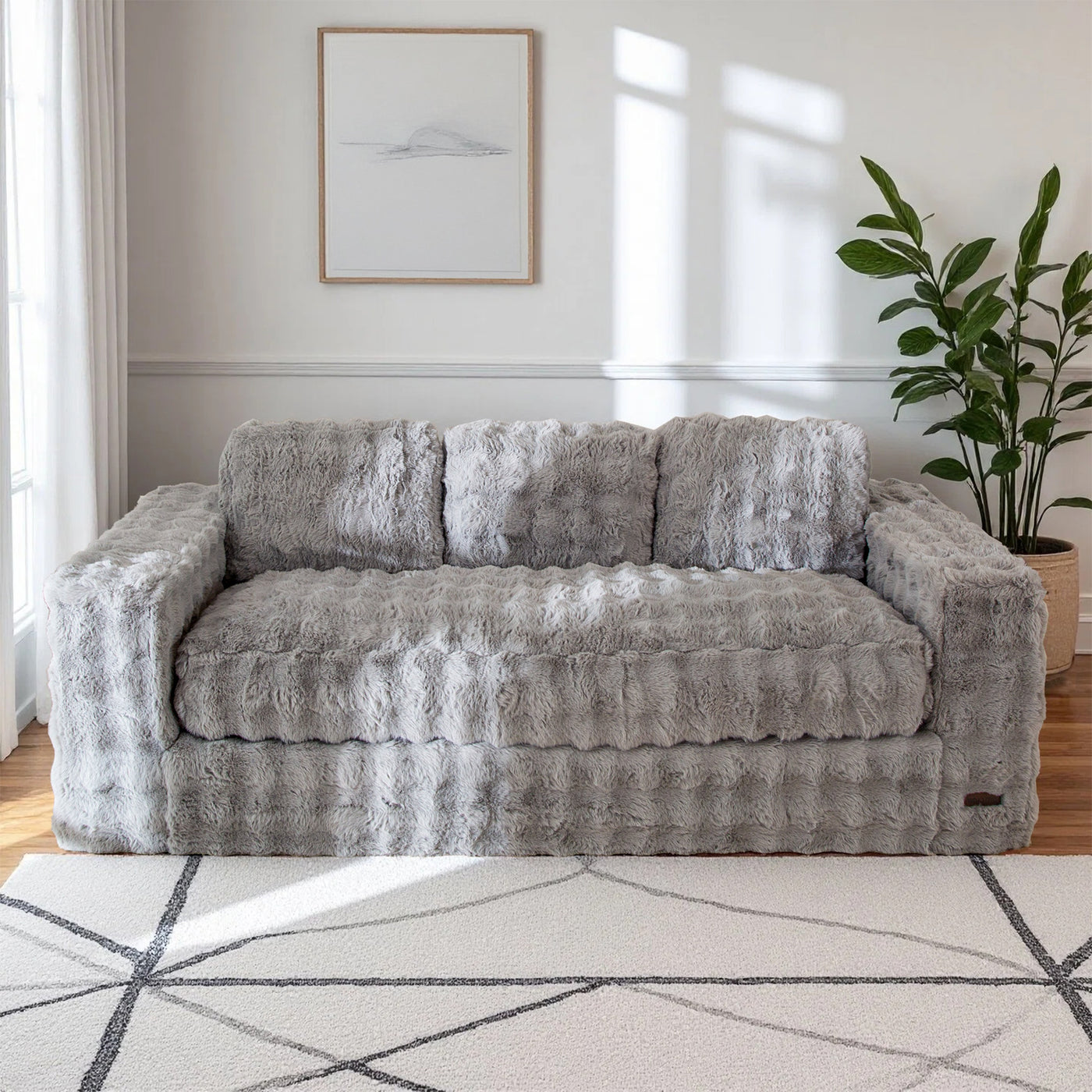 MAXYOYO 3-Seater Bubbled Bean Bag Chair – Tufted Boneless Couch for Living Room, No Assembly