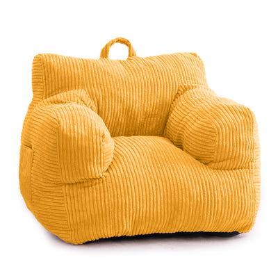 MAXYOYO Kids Bean Bag Chair, Corduroy Bean Bag Couch with Armrests for Children's Room (Yellow)
