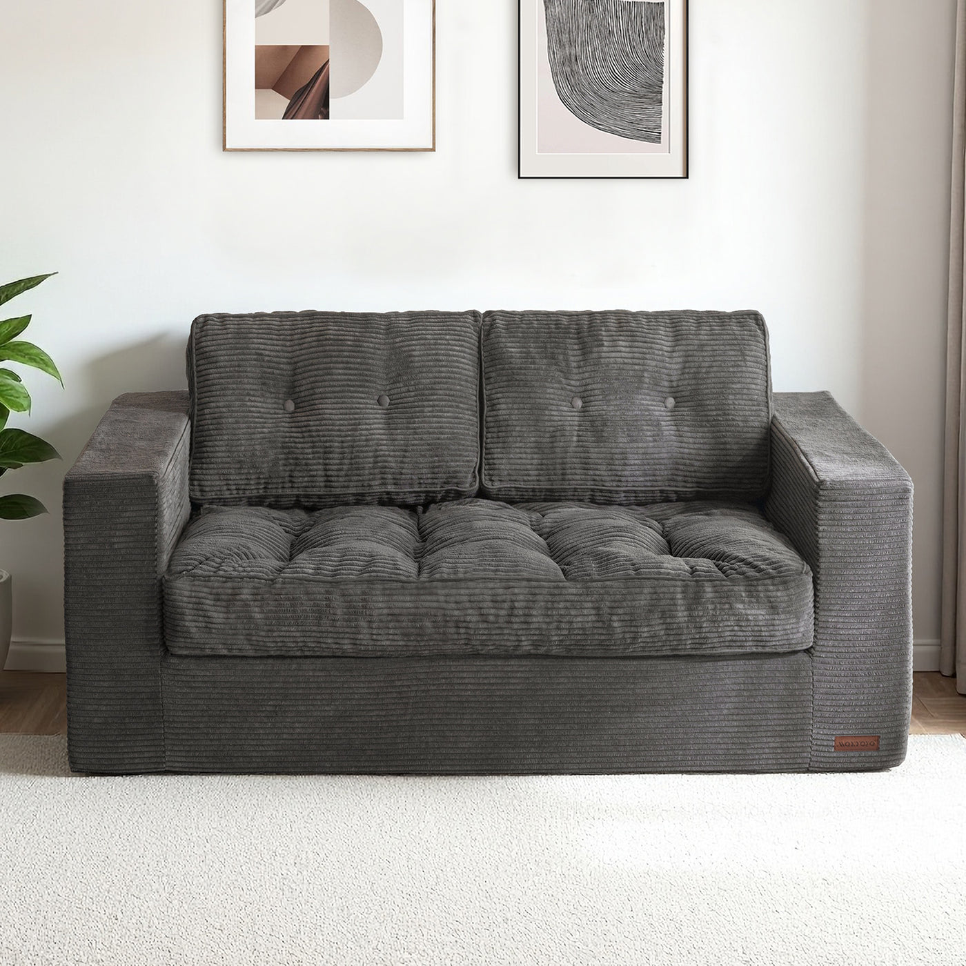 MAXYOYO Bean Bag Chair for Adults, Floor Sofa with Armrests, Loveseat Boneless Couch with Tufted Cushion & Backrest, Sofa in A Box, Large Bean Bag Couch for Bedroom Living Room,
