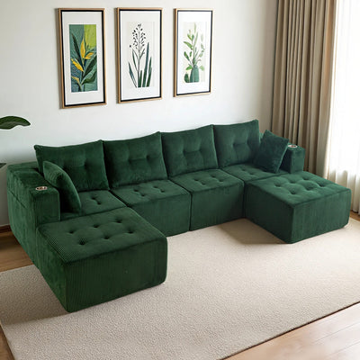U Shaped Modular Sofa #color_green