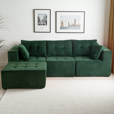 L Shaped Modular Sofa #color_green