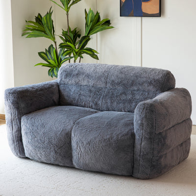 MAXYOYO Giant Bean Bag Chair for Adults, Ultra Soft Fluffy Bean Bag Sofa, Oversized Floor Sofa for Living Room Bedroom, Cozy Reading Chair with Filler, Dark Grey