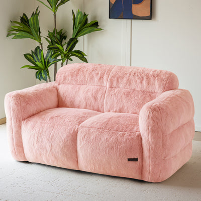 MAXYOYO Giant Bean Bag Chair for Adults, Ultra Soft Fluffy Loveseat Bean Bag Sofa, Oversized Floor Sofa for Living Room Bedroom, Cozy Reading Chair with Filler, Pink