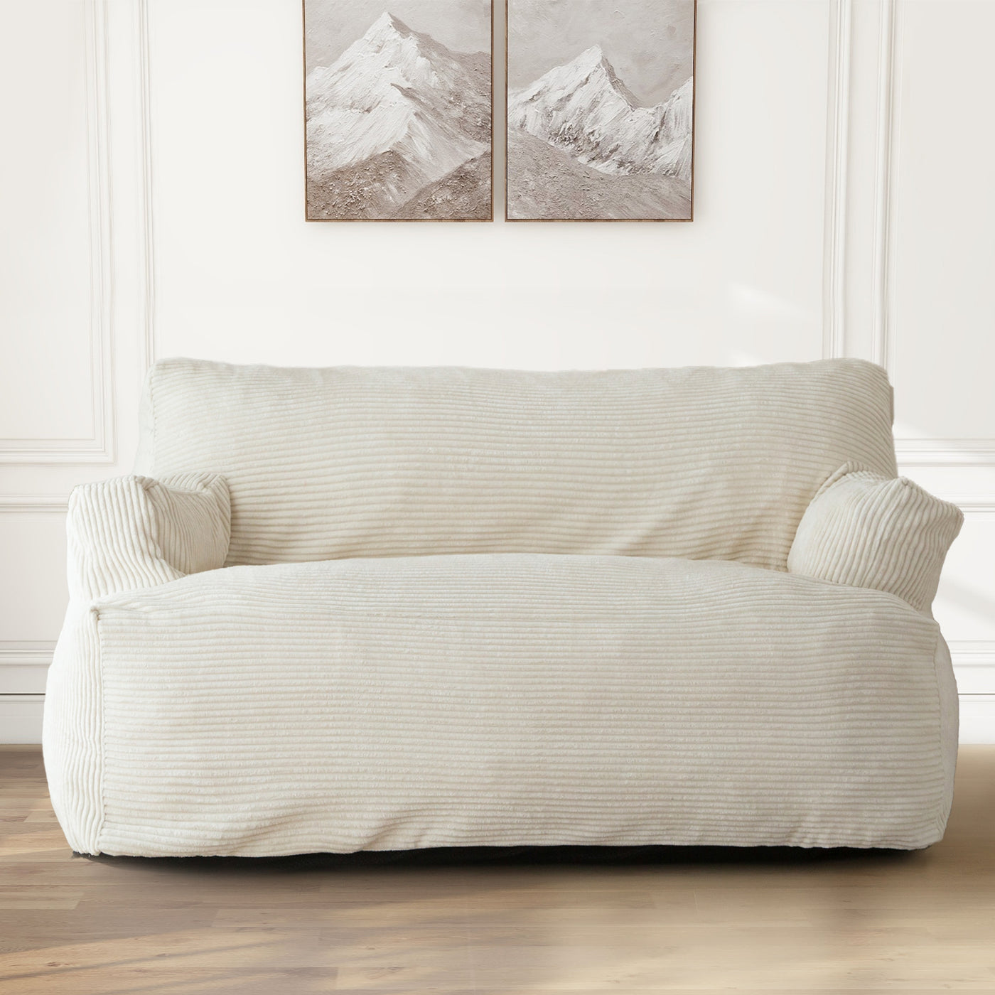 MAXYOYO Oversized Bean Bag Chair for Adults, 2-Seater Loveseat  Bean Bag Couch with Filler for Living Room, Beige