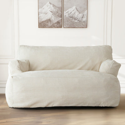 MAXYOYO Oversized Bean Bag Chair for Adults, 2-Seater Loveseat  Bean Bag Couch with Filler for Living Room, Beige