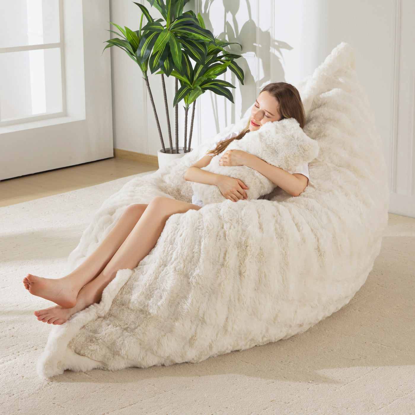 MAXYOYO Giant Bean Bag Chair with Pillow, 3 in 1 Convertible Bean Bag Chair for Adults with Removable Cover, Floor Cushion Stuffed Floor Lounger for Living Room Bedroom, Bubble