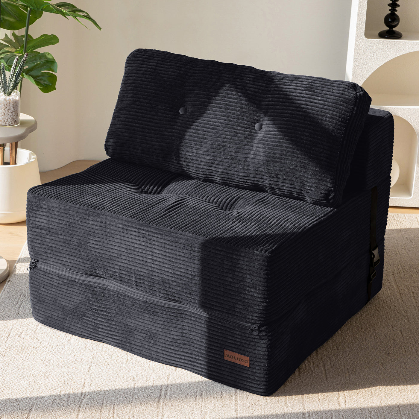 MAXYOYO Folding Sofa Bed, Convertible Sofa Bed with High-Density Support Foam for Living Room Bedroom, Black