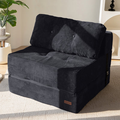 MAXYOYO Folding Sofa Bed, Convertible Sofa Bed with High-Density Support Foam for Living Room Bedroom, Black