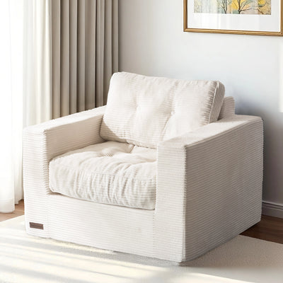 MAXYOYO Bean Bag Sofa Chair - Upholstered Floor Sofa with Armrests for Adults, Beige