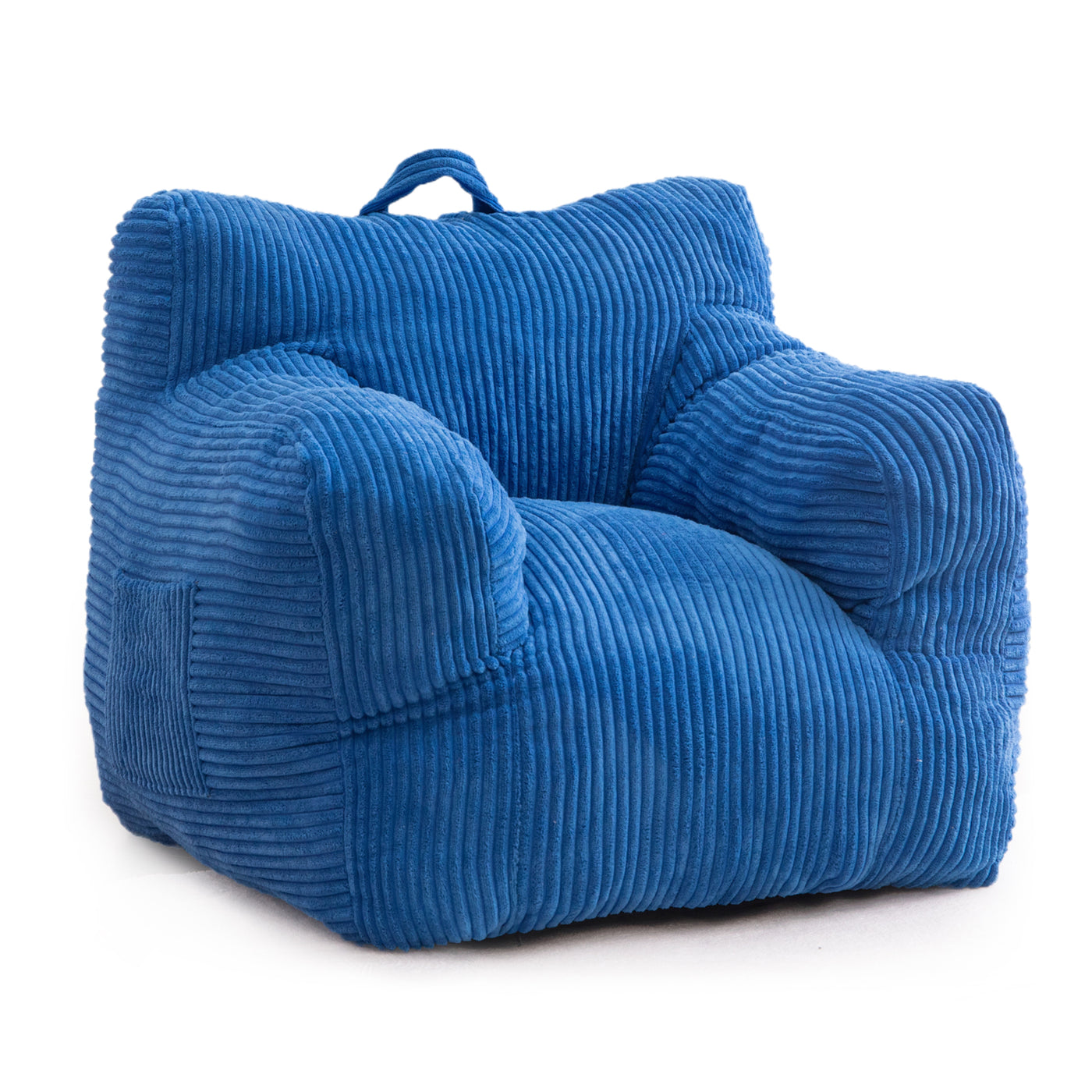 MAXYOYO Kids Bean Bag Chair, Corduroy Bean Bag Couch with Armrests for Children's Room (Blue)