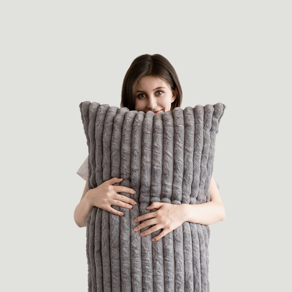 MAXYOYO Body Pillow, Ultra Striped Faux Fur Full Large Body Pillows Insert for Adults (20x54 inch, Grey)