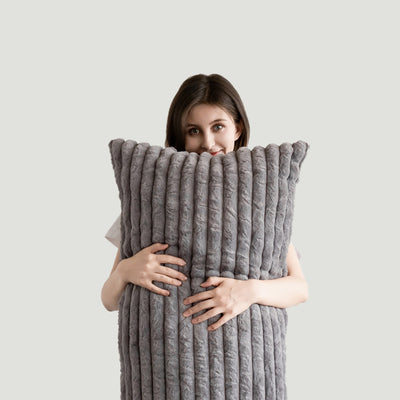 MAXYOYO Body Pillow, Ultra Striped Faux Fur Full Large Body Pillows Insert for Adults (20x54 inch, Grey)