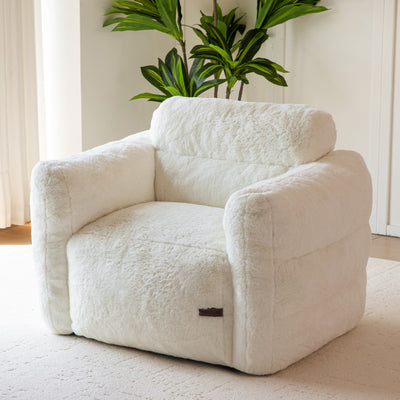 MAXYOYO Giant Bean Bag Chair for Adults, Ultra Soft Fluffy Bean Bag Sofa, Oversized Floor Sofa for Living Room Bedroom, Cozy Reading Chair with Filler, Beige