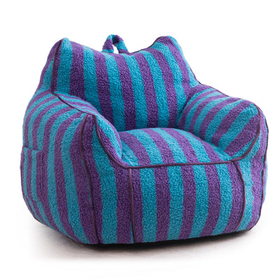 MAXYOYO Kids Bean Bag Chair, Sherpa Bean Bag Couch with Decorative Edges for children's room (Stripe Blue)