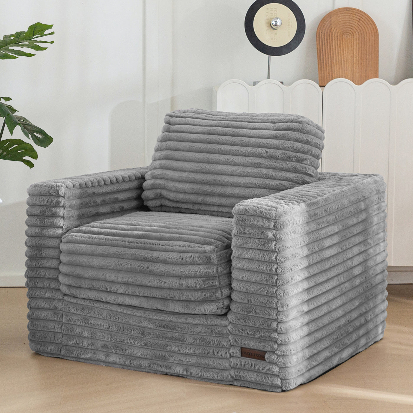 MAXYOYO Giant Bean Bag Chair for Adults, Upholstered Floor Sofa with Pillows and Armrests, Large Bean Bag Sofa Plush Chair Bean Bag Couch for Bedroom Living Room