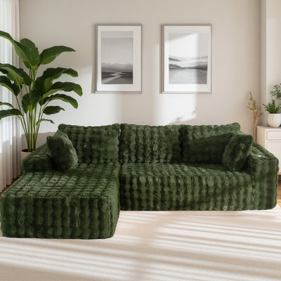 MAXYOYO Bubble 104" Modular Sectional Couch with L-Shape Chaise, Modern Boneless Couch for Living Room, Sofa in A Box