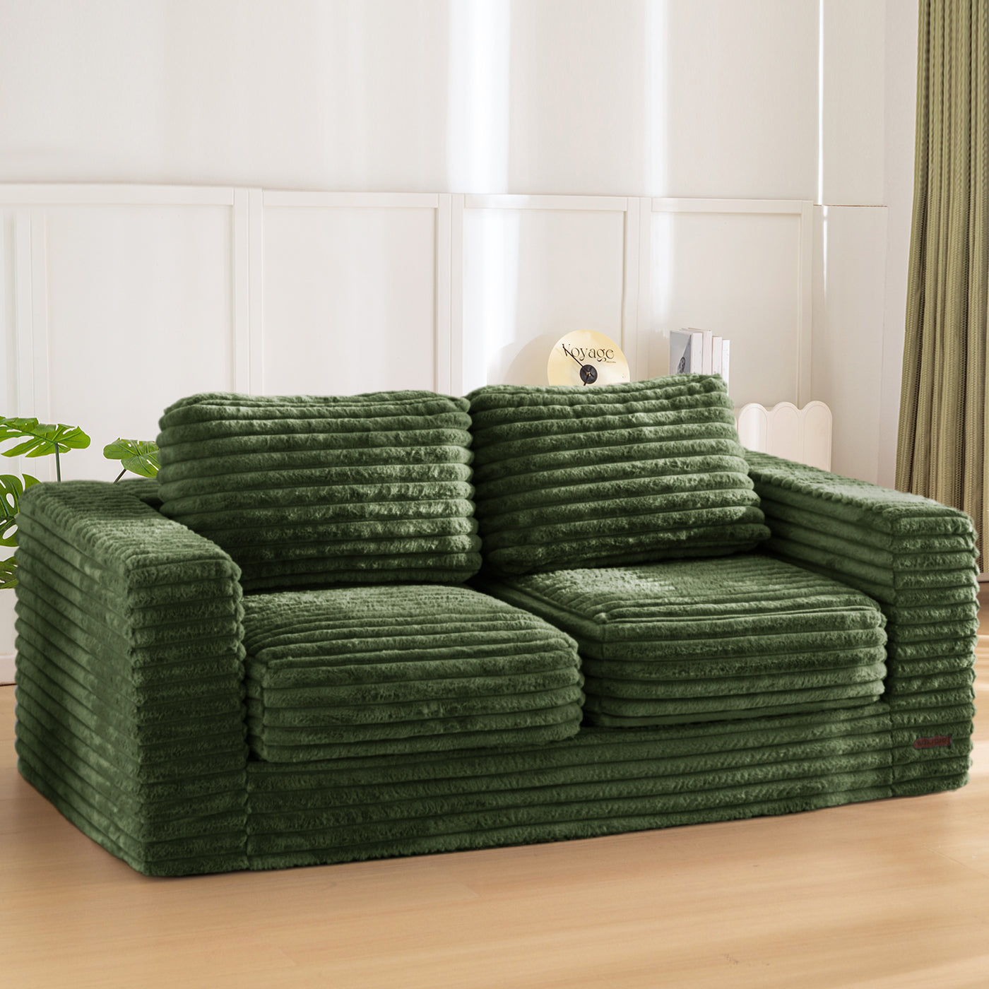 MAXYOYO Giant Bean Bag Chair for Adults, Upholstered Floor Sofa with Pillows and Armrests, Large Bean Bag Sofa Plush Chair Bean Bag Couch for Bedroom Living Room