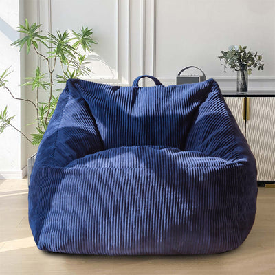 MAXYOYO Bean Bag Chair, Floor Sofa with Handle, Teens Living Room Accent Sofa Chair with Pocket for Gaming Reading Relaxing (Navy)