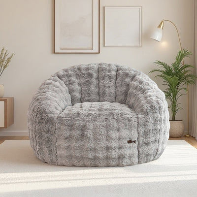 MAXYOYO Giant Bean Bag Chair for Adults, Faux Fur Shell-Shaped Floor Couch