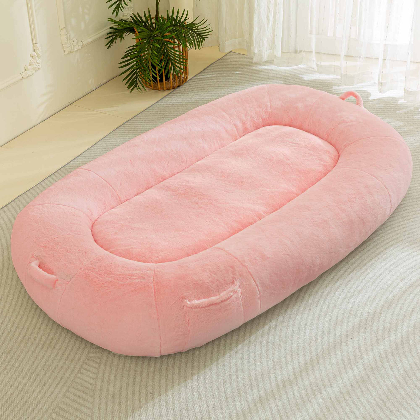 MAXYOYO Human Dog Bed, Faux Fur Giant Bean Bag Bed for Humans and Pets, Pink