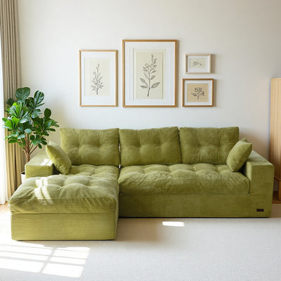 MAXYOYO L-Shaped Sectional Puffinest Modular Sofa – Convertible Ottoman, No-Assembly, 4-in-1 Flexible Layout
