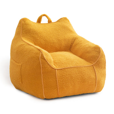 MAXYOYO Kids Bean Bag Chair, Sherpa Bean Bag Couch with Decorative Edges for children's room (Lemon Yellow)